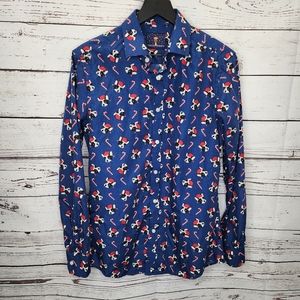 Simon Banks Santa French Bulldog Button Down Christmas Holiday Shirt‎